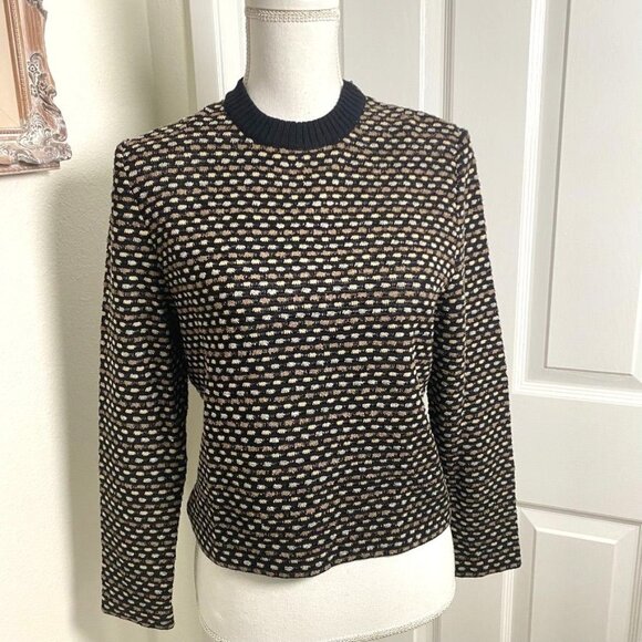 St. John Collection Sweater Shoulder Neck Zipper Geometric Pattern Size P/2P - Picture 1 of 12
